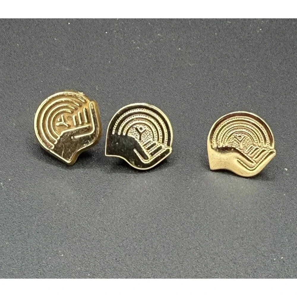 Vintage YMCA Caring Hand Lapel Pins Lot of 3 Gold Tone Enamel Charity Pins